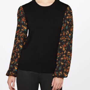 Daniel Rainn Louella Woven Sleeve Crewneck Sweater